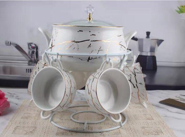 Royal Swiss -  Soupière blanche motifs gris/doré