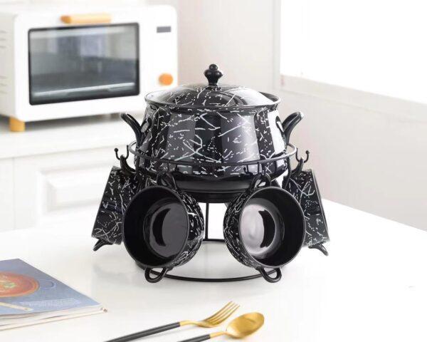 Royal Swiss - Soupière noir motifs gris/doré